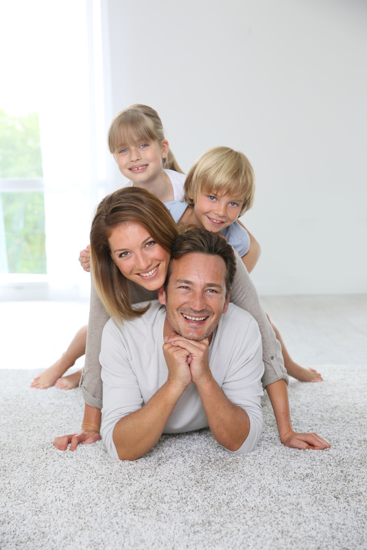 happy family on clean carpet